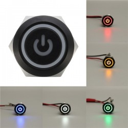 Interruptores12V 5-pin botón de presión de metal de 19 mm - interruptor de potencia momentánea con LED - interruptor impermea...