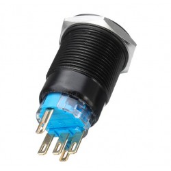 Interruptores12V 5-pin botón de presión de metal de 19 mm - interruptor de potencia momentánea con LED - interruptor impermea...