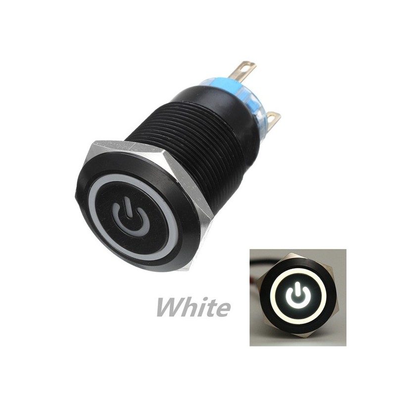 Interruptores12V 5-pin botón de presión de metal de 19 mm - interruptor de potencia momentánea con LED - interruptor impermea... Interruptores12V 5-pin botón de presión de metal de 19 mm - interruptor de potencia momentánea con LED - interruptor impermea...