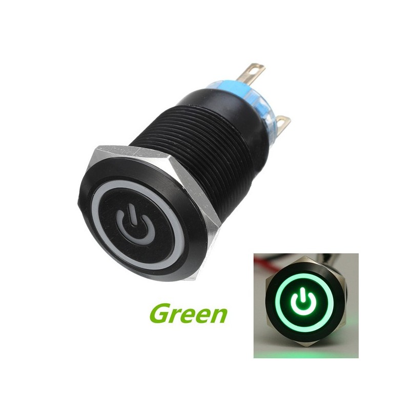 Interruptores12V 5-pin botón de presión de metal de 19 mm - interruptor de potencia momentánea con LED - interruptor impermea... Interruptores12V 5-pin botón de presión de metal de 19 mm - interruptor de potencia momentánea con LED - interruptor impermea...