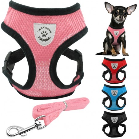 Puppy & dog breathable nylon mesh harness & leash setCollars & Leads