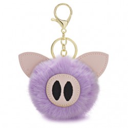 Fur pompom - piggy - keyringKeyrings