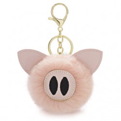 Fur pompom - piggy - keyringKeyrings