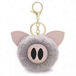 Fur pompom - piggy - keyringKeyrings