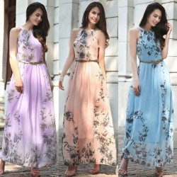 Chiffon floral print maxi dressDresses