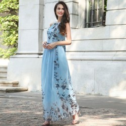 VestidosChiffon floral print maxi vestido