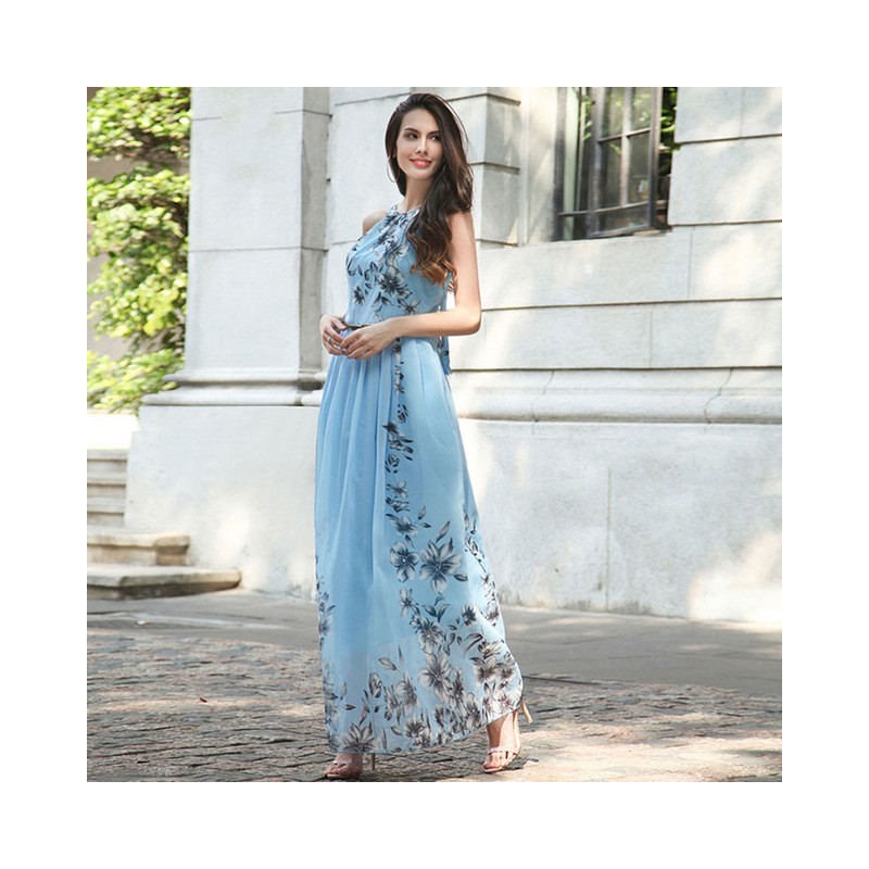 VestidosChiffon floral print maxi vestido