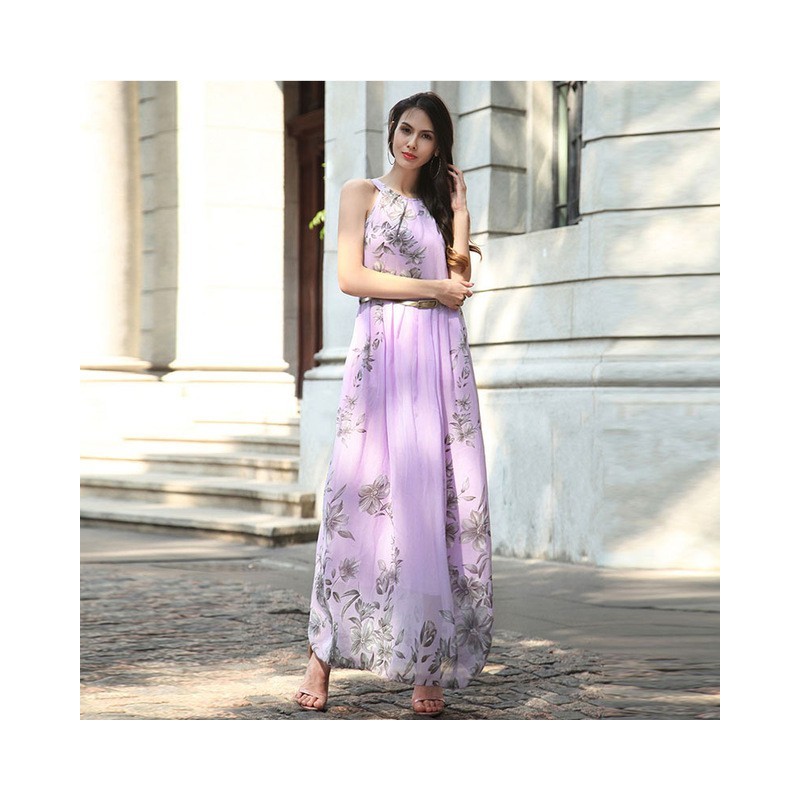VestidosChiffon floral print maxi vestido