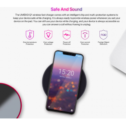 AccesoriosSamsung Galaxy S9 S8 S7 iPhone 8 / X / 8 Plus UMIDIGI Q1 cargador rápido inalámbrico 15W