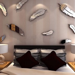 Pegatinas de pared3D plumas espejo pared pegatinas papel pintado