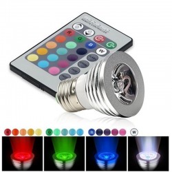 E14 - E27 RGB LED 3W color changeable lamp bulb with remote controlE27