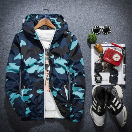 Camouflage hooded jacket windbreaker unisexJackets