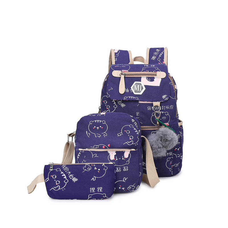 BolsasJuego de mochila USB escuela de carga 3 piezas