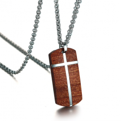 Vintage rosewood stainless steel cross necklaceNecklaces
