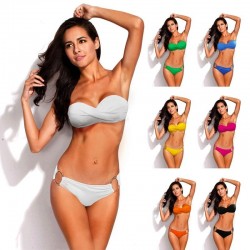 Metal ring push up bikini setBeachwear