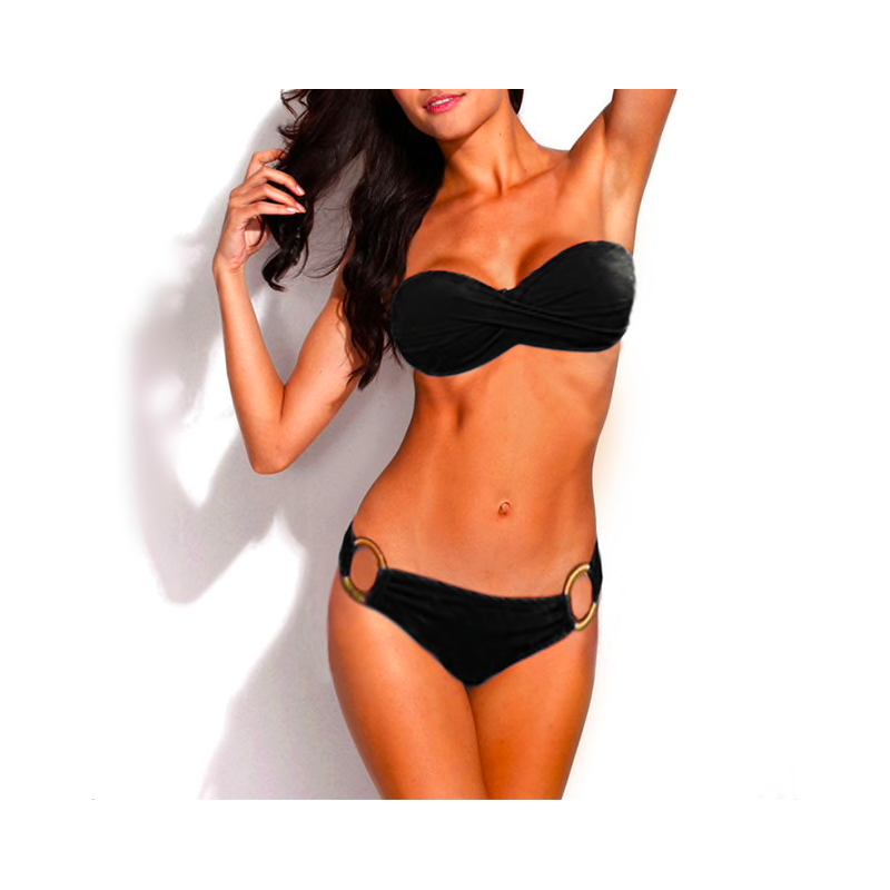 Metal ring push up bikini setBeachwear