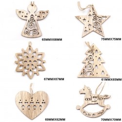 NavidadÁrbol de Navidad Navidad decoración colgantes huecos de madera 6 piezas