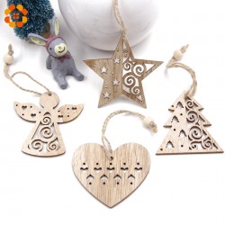 NavidadÁrbol de Navidad Navidad decoración colgantes huecos de madera 6 piezas