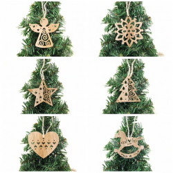 Christmas tree Xmas decoration wooden hollow pendants 6 pcsChristmas