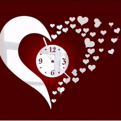 3D mirror heart & clock wall stickerWall stickers