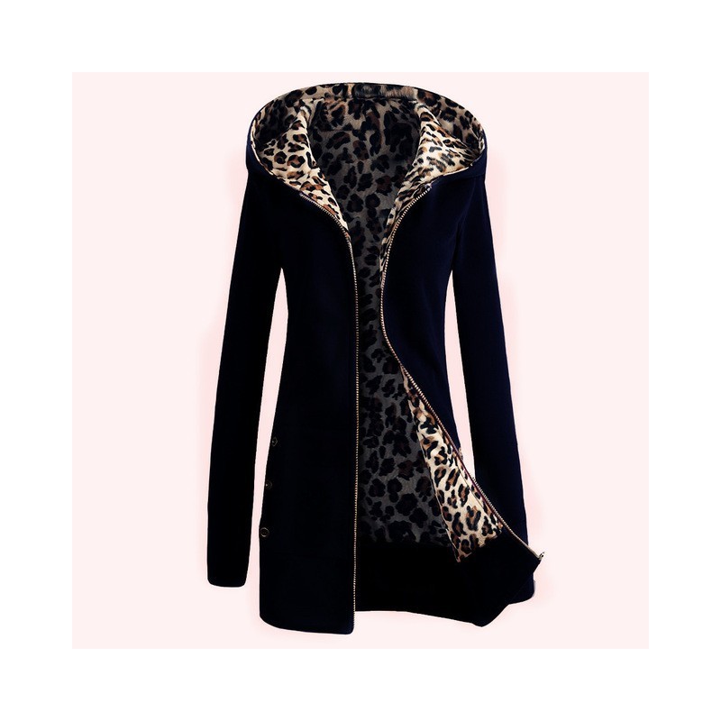 Leopard fleece hooded jacketJackets Leopard fleece hooded jacketJackets