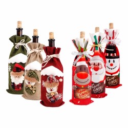 Christmas bottle wine cover cloth & linenChristmas