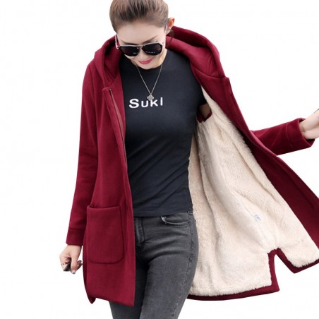 Long hooded coat fleece jacketJackets