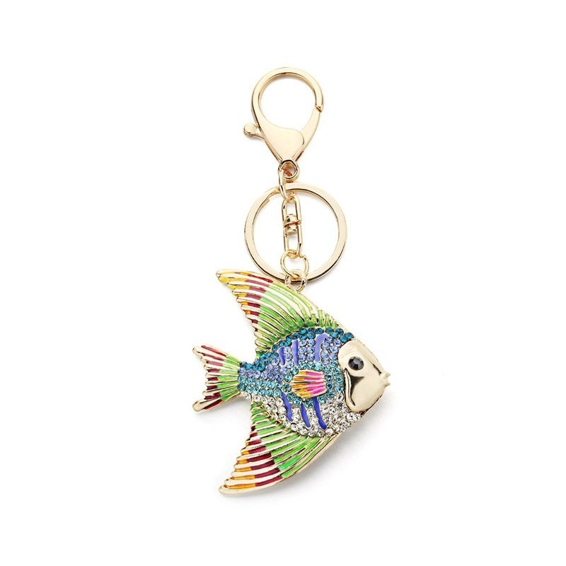 Crystal & enamel fish keyring keychainKeyrings