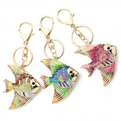Crystal & enamel fish keyring keychainKeyrings