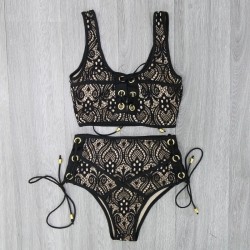 Baño y ropaJuego de bikini de traje de baño de alta cintura