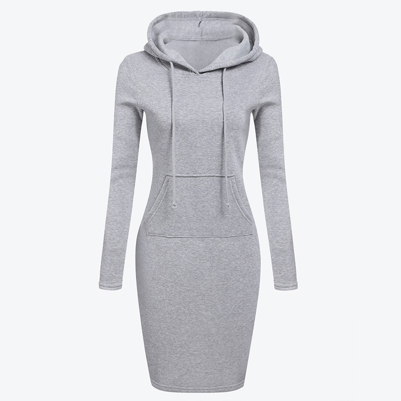 Fleece hooded dress with pockets - long sweaterDresses Fleece hooded dress with pockets - long sweaterDresses