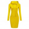 Fleece hooded dress with pockets - long sweaterDresses