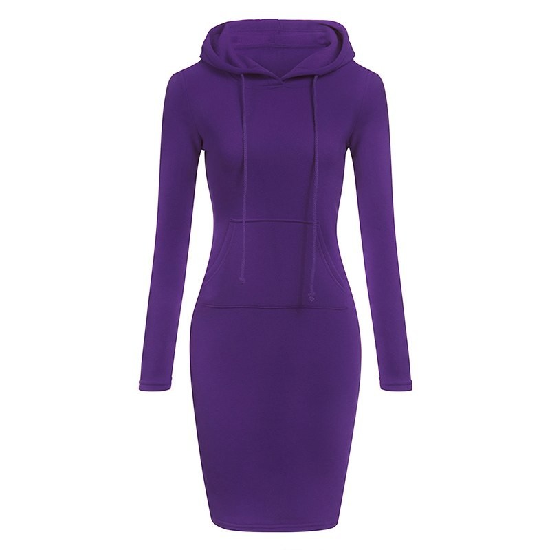 VestidosVestido encapuchado con bolsillos - suéter largo VestidosVestido encapuchado con bolsillos - suéter largo