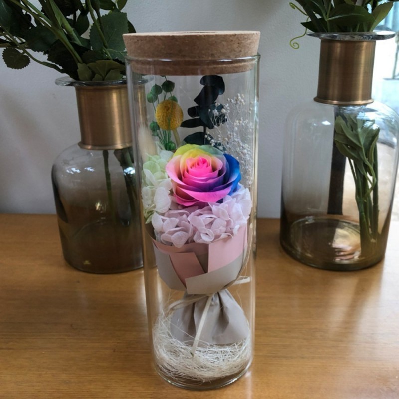 NavidadRamo de rosas de infinito en un jarrón de vidrio con luz LED