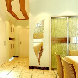 Pegatinas de paredAdhesivo de pared espejo en forma de pluma