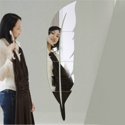 Pegatinas de paredAdhesivo de pared espejo en forma de pluma