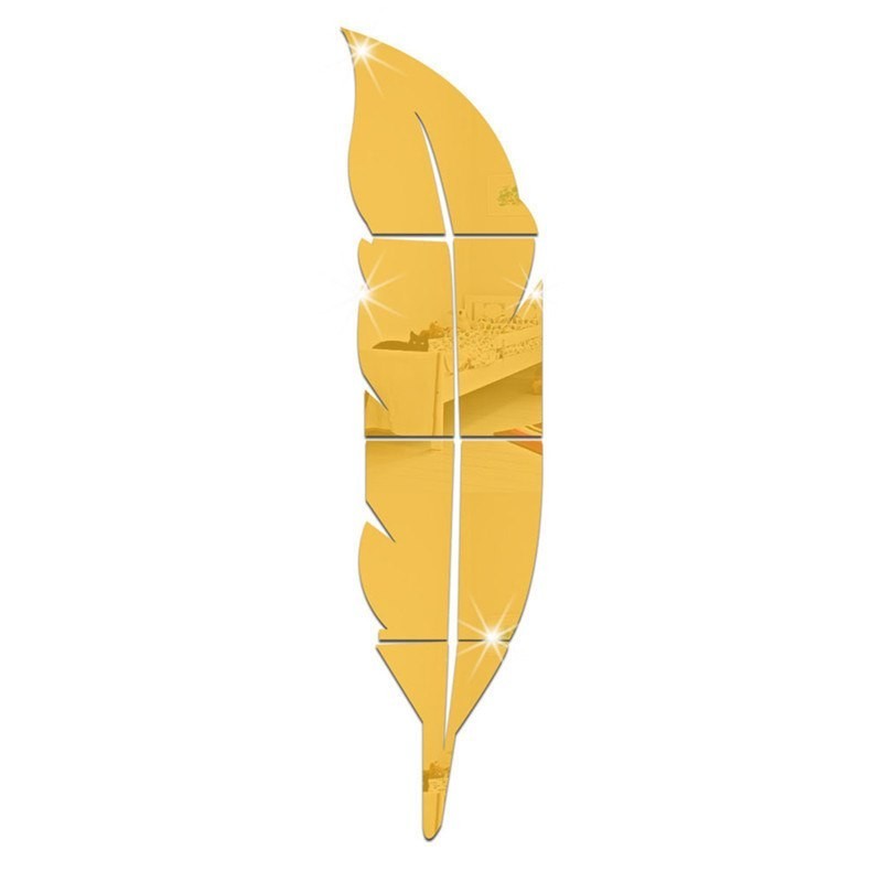 Pegatinas de paredAdhesivo de pared espejo en forma de pluma