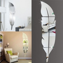 Pegatinas de paredAdhesivo de pared espejo en forma de pluma