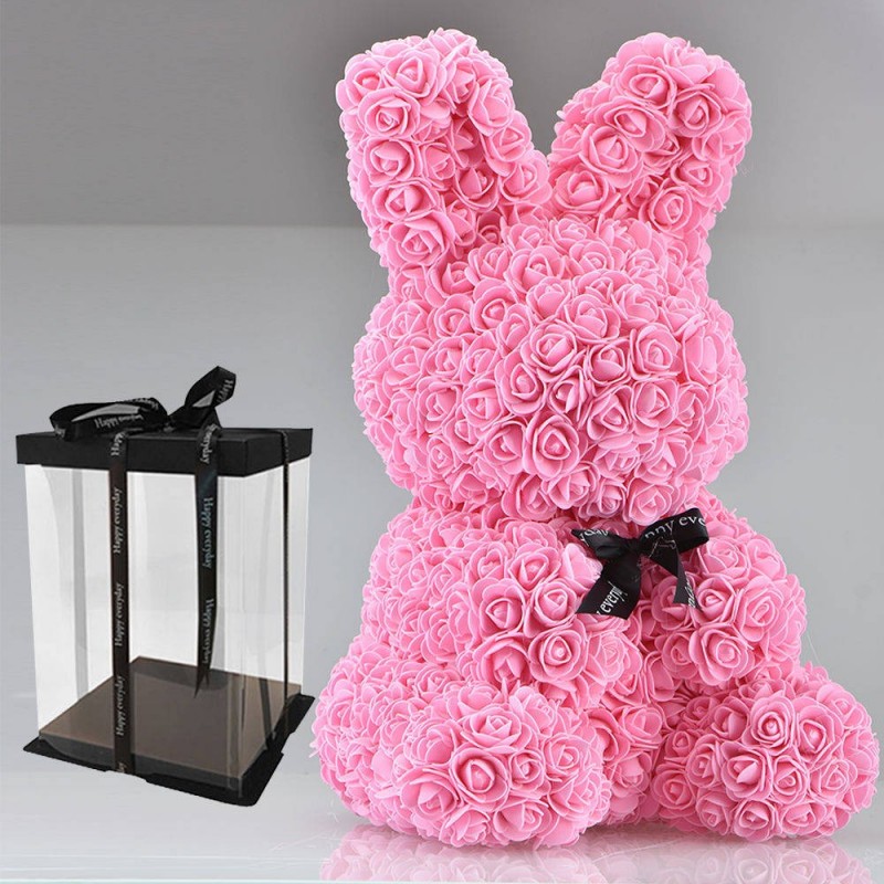 Día de San ValentínConejo de Pascua hecho de rosas infinity - 45 cm