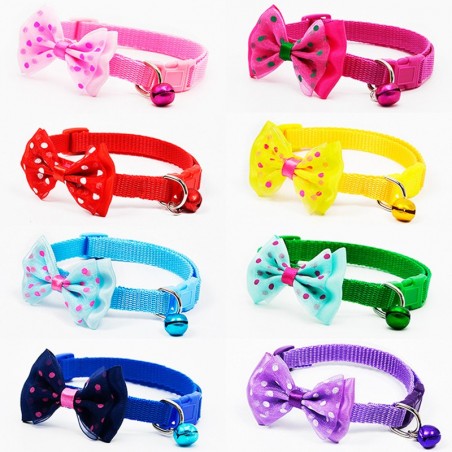 Adjustable pet collar with bowknot and bellCollars & Leads