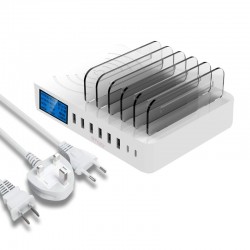 8 Port USB charger with wireless charging - Type-C - LED display and standChargers