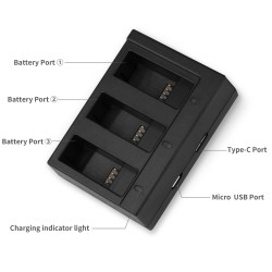 Batería y Cargadoresbatería AHDBT-501 - tres puertos duales cargador USB para GoPro 7 /6 / 5 cámara de acción