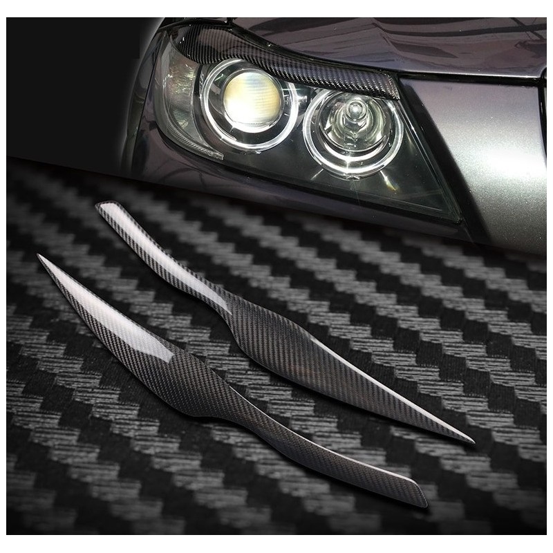 Car headlights eyebrows stickers for 2005 - 2011 BMW E90 E91 4DR - carbon fiberStickers