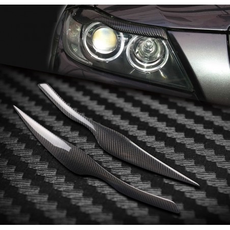 Car headlights eyebrows stickers for 2005 - 2011 BMW E90 E91 4DR - carbon fiberStickers