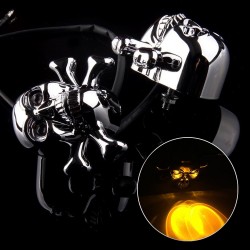 Luces de girocabeza del cráneo de Chrome - LED - luces de señal de motocicleta - indicadores para Honda Yamaha Harley Chopper...