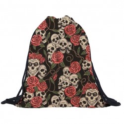 3D skull & roses - drawstring backpack - unisexBackpacks