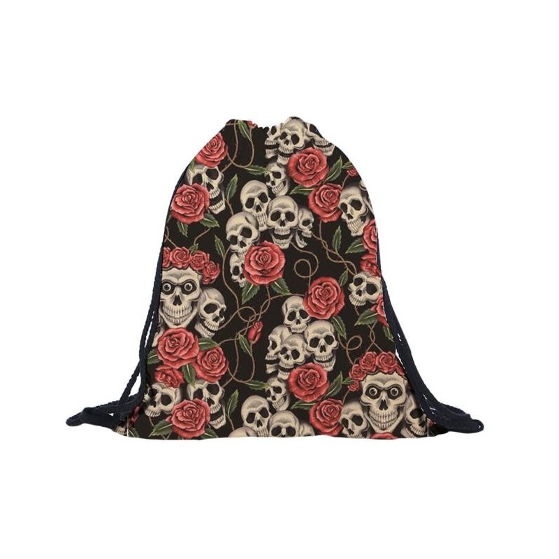 MochilasCalavera 3D & rosas - mochila de dibujo - unisex