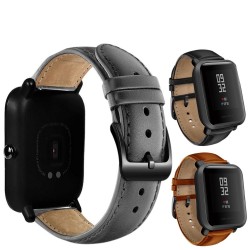 Ropa inteligenteBanda de reloj de cuero con hebilla negra para Xiaomi Huami Amazfit Bip
