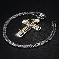 Stainless steel 24" necklace with cross pendantNecklaces