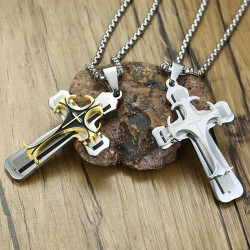 Stainless steel 24" necklace with cross pendantNecklaces